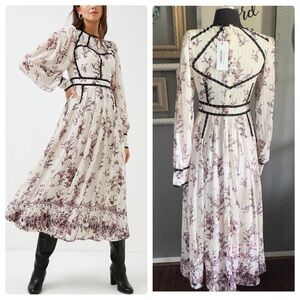 Karen Millen x Lydia Millen Floral Stud Trim Drama Maxi Dress